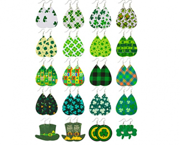 20 Pairs St Patrick’s Day Faux Leather Earrings – Just $9.98!