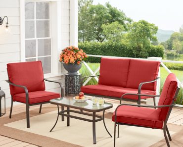 Mainstays Stanton 4-Piece Outdoor Patio Conversation Set (Red) – Only $249.97!