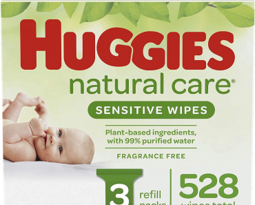 Huggies Natural Care Sensitive Baby Wipes, Unscented, 3 Refill Packs (528 Wipes Total) – Only $13.98!