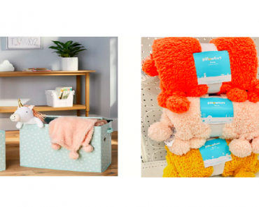 Pillowfort Teddy Bear Plush Throws (Multiple Colors) Only $10