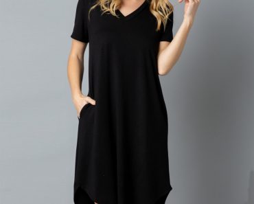 Basic V-Neck Pocket Dress – Only $13.99!