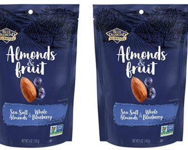 Blue Diamond Almonds & Fruit Bag, Sea Salt Almonds & Whole Blueberry (2 Packs) Only $4.74 Shipped!