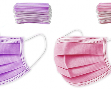 50-Count 3-Ply Disposable Face Masks w/ Ear Loops in PINK or PURPLE – Just $6.99!