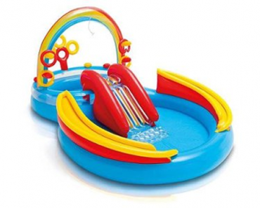 Intex Rainbow Slide Kids Play Inflatable Pool Ring Center – Just $94.99!