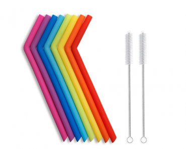 Reusable Silicone Drinking Straws – 8 Straws with 2 Brushes – Just $5.99!