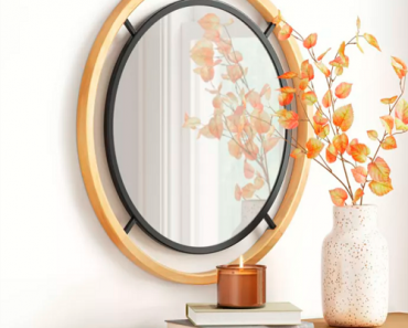 Threshold 23″ Round Natural Wood Mirror with Metal Only $30! (Reg. $50)