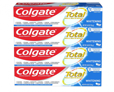 Colgate Total Whitening Toothpaste, Whitening Mint, 4.8 Oz – Pack of 4 – Just $6.13!