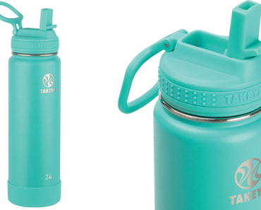 Takeya Actives Insulated Water Bottle w/Straw Lid, 24 Ounces in Teal – Just $18.49!