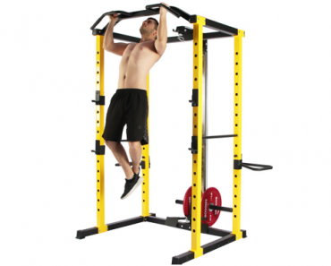 Everyday Essentials 1000-Pound Capacity Multi-Function Adjustable Power Cage with J-Hooks, Dip Bars and Other Optional Attachments Only $399.99 Shipped!