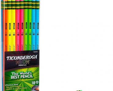 Ticonderoga Neon Pencils, #2 Pre-Sharpened Wood Pencils with Erasers, 18-Count – Only $4.04!