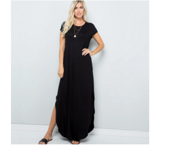 Women’s Short Sleeve Side Slit Maxi Dress Only $13.99 Shipped! More Colors Available!