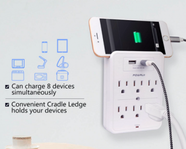 POWRUI Wall Charger w/ Surge Protection & USB Ports Only $11.02!