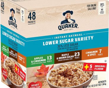 Quaker Lower Sugar Instant Oatmeal Packets (48 Pack) – Only $9.74!