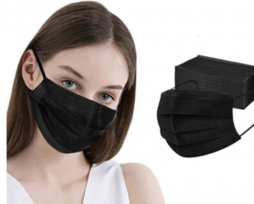 100-Count 3-Ply Disposable Face Masks w/ Ear Loops in Black – Just $16.49!
