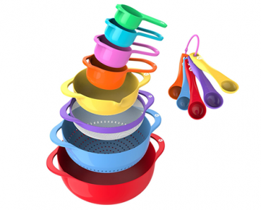 13 Piece Colorful Mixing Bowl Set With Handle w/ Measuring Cups – Just $25.97!