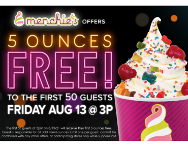 Menchie’s: First 5oz FREE on Aug 13th Starting at 3pm!