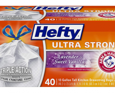 Hefty Ultra Strong Tall Kitchen Trash Bags, Lavender & Sweet Vanilla, 13 Gallon, 40 Count – Just $4.29!
