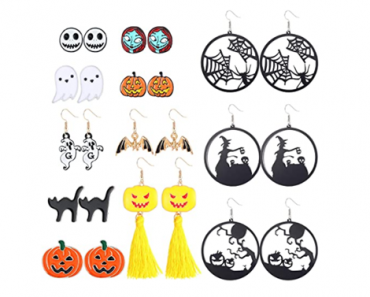 12 Pairs Halloween Theme Dangle Stud Earrings – Just $15.99!