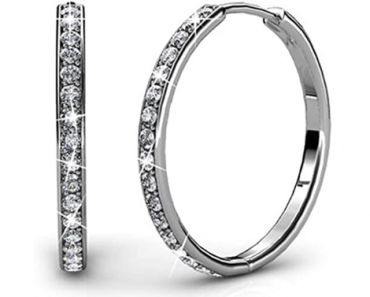 Cate & Chloe Bianca 18k White Gold Hoop Earrings with Swarovski Crystals – Just $19.99!