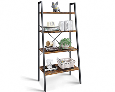 4 Shelf Ladder Book Shelf in Rustic Brown – Just $55.99!