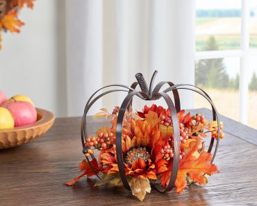 Way to Celebrate Harvest Gold Pumpkin Frame Floral Tabletop Decoration – Only $12.88!