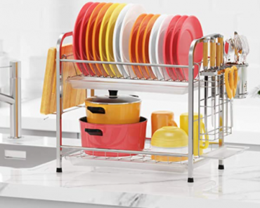 Dish Drying Rack, GSlife Stainless Steel 2 Tier Dish Rack with Tray Only $14.59! (Reg. $50)