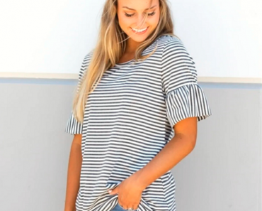 Striped Flare Sleeve Tunic | S-3X Only $16.99 Shipped! (Reg. $42.99)