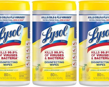 Lysol Disinfecting Wipes, Lemon Lime 80 Count (Pack of 3) – Only $8.84!