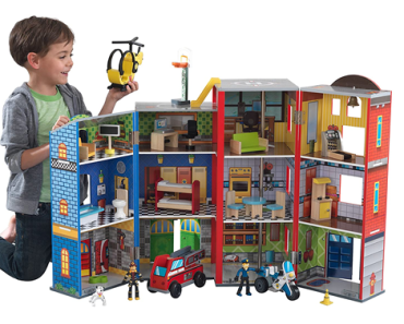 KidKraft Everyday Heroes Wooden Playset, 3-Story with 35-Piece Accessories – Just $87.49!