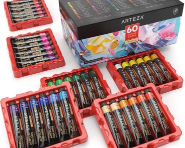 Arteza Acrylic Paint, Set of 60 Colors/Tubes – Only $24.57!