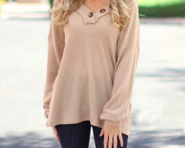 Henley V-Neck Flowy Top | S-XL (Multiple Colors) Only $19.99 Shipped! (Reg. $49.99)