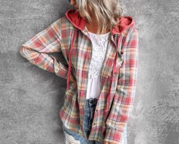 Hooded Plaid Shacket – Only $25.99!