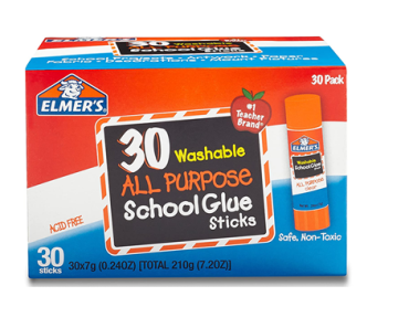 Elmer’s All Purpose School Glue Sticks, Washable, 30 Pack – Just $3.96! $.13 each!