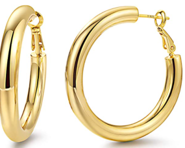Chunky Gold Hoop Earrings 14K Gold Plated – Just $12.99!