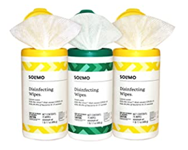 Amazon Brand Solimo Disinfecting Wipes, 75 Count (Pack of 3) – Just $8.36!