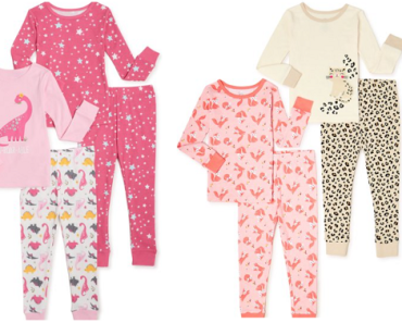 Wonder Nation Baby Toddler Girl Long Sleeve Snug Fit Cotton Pajamas, 4-Piece Set Only $8! That’s Only $4 Each!