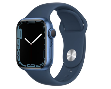 Apple Watch Series 7 GPS, 41mm Blue Aluminum Case with Abyss Blue Sport Band – Just $349.00!