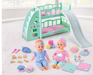My Sweet Love Deluxe Bunk Bed Doll Playset, 36 Pieces, 14″ Dolls – Just $12.00!