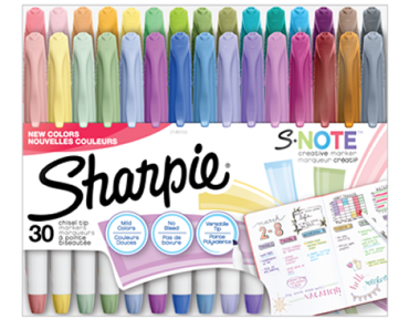 Sharpie S-Note Creative Markers, Highlighters, Assorted Colors, Chisel Tip, 30 Count – Just $7.37!