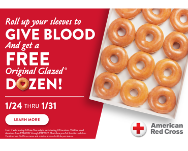 FREE Original Glazed Dozen with Blood Donation!