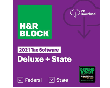 H&R Block Tax Software Deluxe + State 2021 with Refund Bonus Offer – Amazon Exclusive – PC Download – Just $28.44!