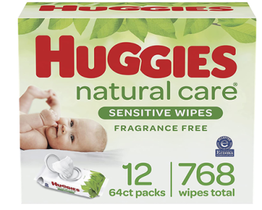 Huggies Natural Care Sensitive Baby Wipes – Unscented, 12 Flip-Top Packs – 768 Wipes Total – Just $13.97!
