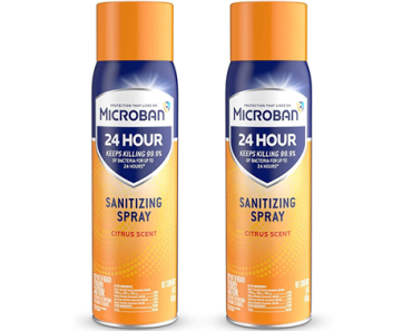 Microban Disinfectant Spray, 24 Hour Sanitizing and Antibacterial Spray, Citrus Scent, 2 Count – Just $5.94!