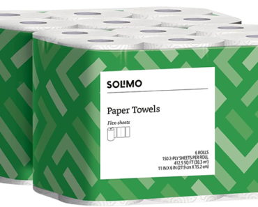 Amazon Brand Solimo Basic Flex-Sheets Paper Towels, 12 Value Rolls – Just $16.99!