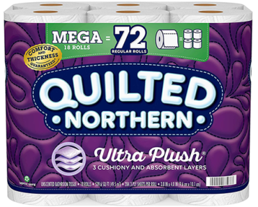 Quilted Northern Ultra Plush Toilet Paper, 18 Mega Rolls = 72 Regular Rolls – Just $12.74!