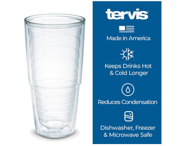 Tervis Made in USA Double Walled Clear & Colorful Tabletop Insulated Tumbler Cup Keeps Drinks Cold & Hot, 24oz – Just $7.41!