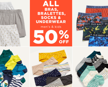 Old Navy: Bras, Socks & Underwear 50% off for the Family! Today Only!