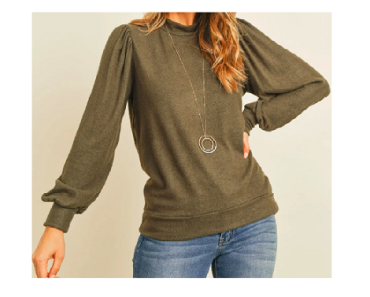Essential Long Puff Sleeve Top | S-3XL Only $17.99 Shipped! (Reg. $39.99)