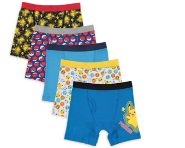 Pokemon Boys Underwear, 5 Pack Boxer Briefs Sizes 4-8 Only $4.98! (Reg. $13)