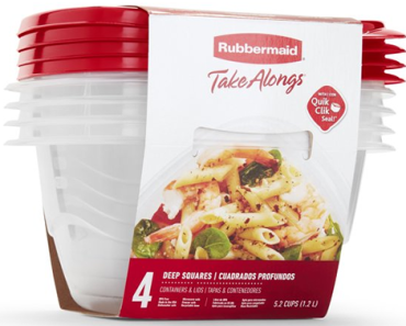 Rubbermaid TakeAlongs Food Storage Containers, Deep Squares, 5.2 Cup, 4 Pack – Just $2.97!